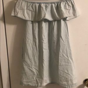 Faded blue strapless dress